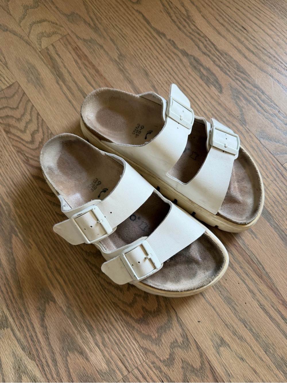 Birkenstock White Two-Buckle Slide Sandals